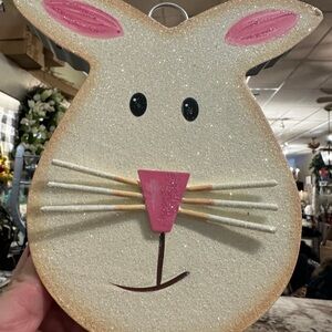 Glittery Bunny Pink and White Metal Mini Charm